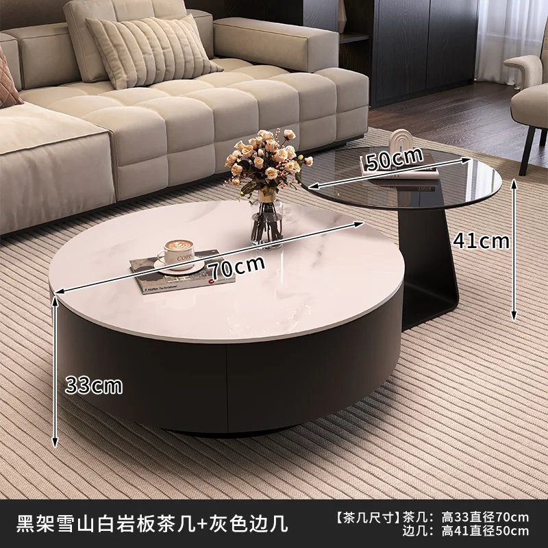 table basse moderne bois noir plateau amovible tiroir 70cm large 50cm profonde