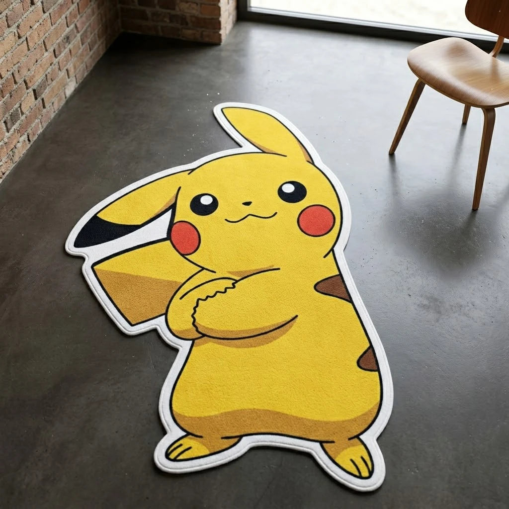 tapis pikachu jaune dessin animé cartoon opacité diamètre 50cm 80cm 100cm 120cm 150cm chambre