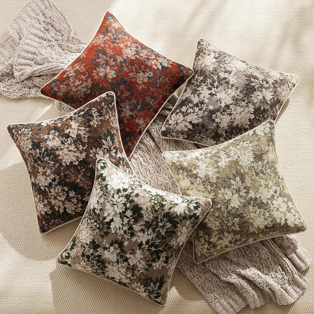 coussin carré vintage motif floral multicolore 100 polyester 45x45cm sans rembourrage decoration canapé house