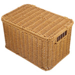 Panier de rangement en rotin tissé à la main couleur chocolat avec couvercle