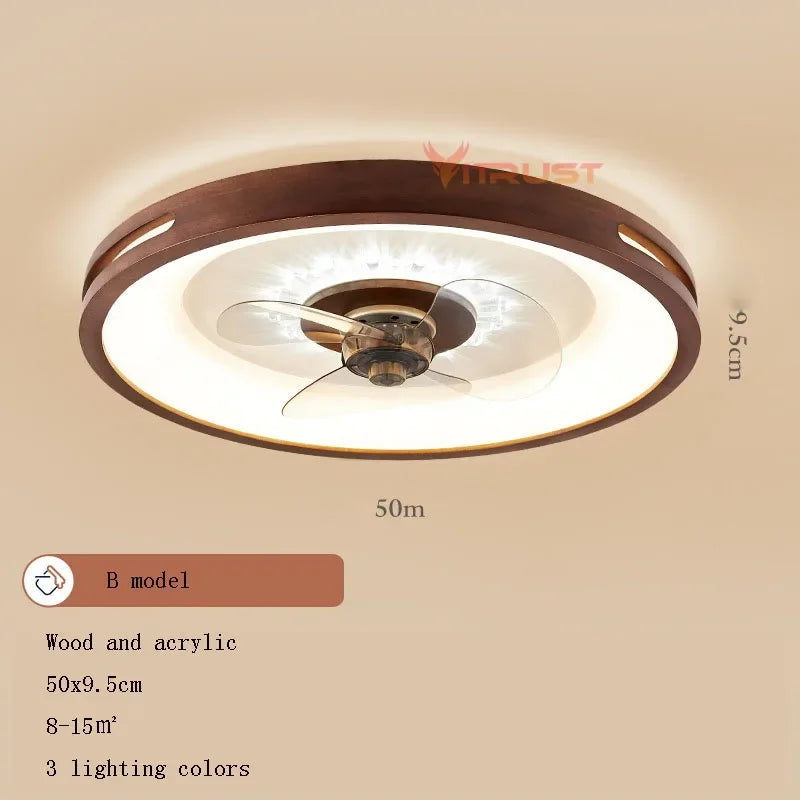 ventilateur led moderne marron blanc contrôle télécommande ailes grille ventilation