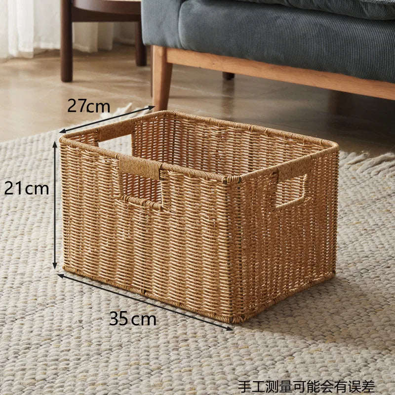 panier rangement rotin marron clair rustique salle bain salon