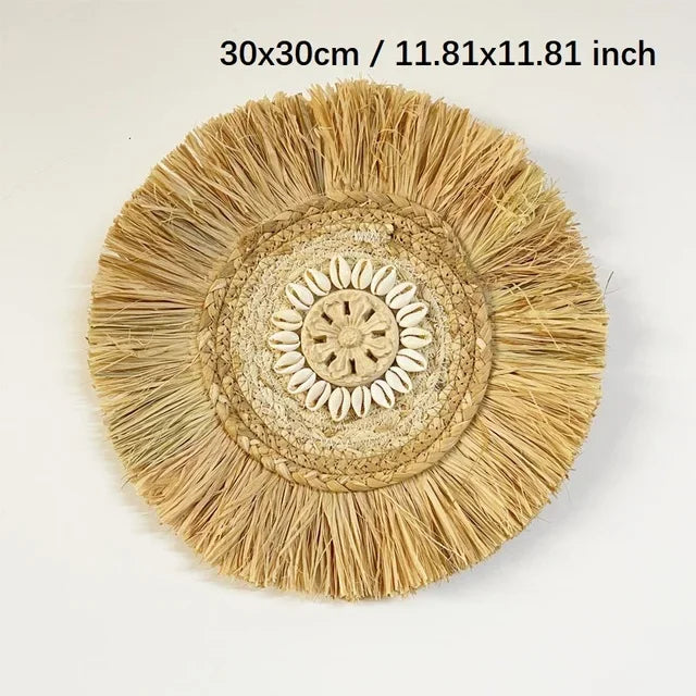 décoration murale bohème circulaire fringée coquillages suspendue artisanale naturelle chambre