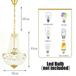 lampe suspendue transparente cristal dorée classique chaîne salon restaurant éclairage vintage