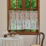 rideau fenêtre vert clair fleurs dentelle vintage taille 140x50cm polyester translucide
