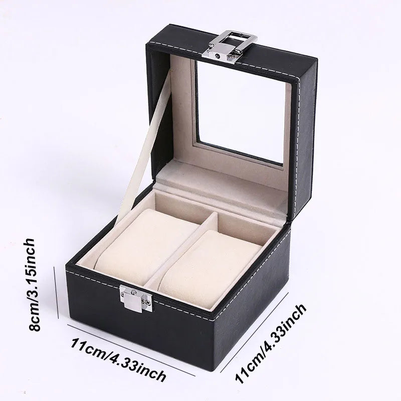 boîte montres cuir noir miroir cadenas porte pli anniversaire mariage quà portable