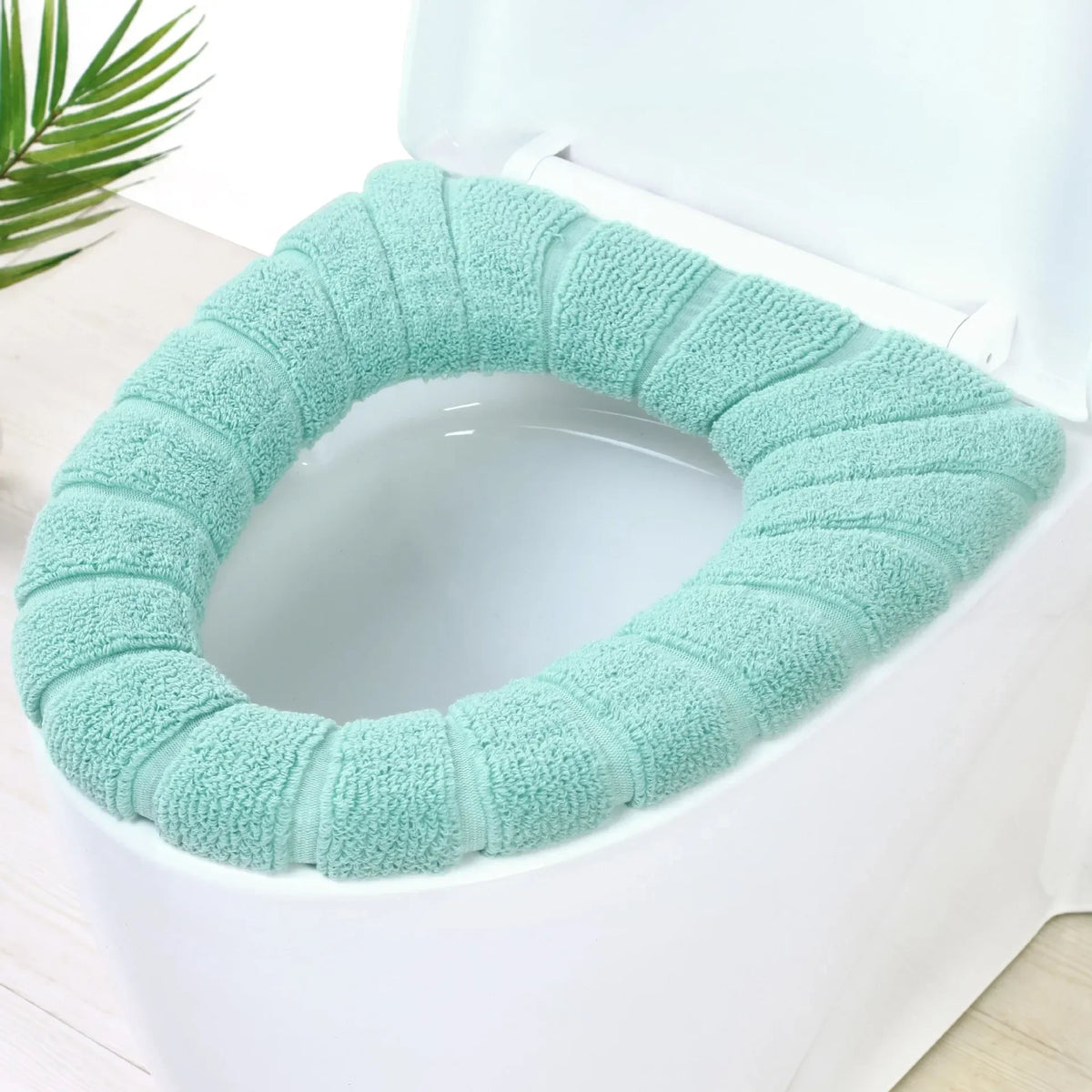 coussins abattants toilettes texturés bleu clair gris beige rose vert menthe opalescents élastiques