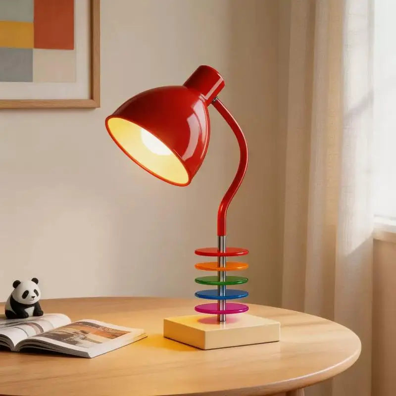 lampe table spirale colorée moderne chambre coucher enfant décoration LED rouge contemporaine
