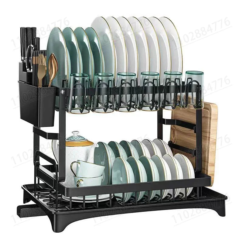 égouttoir vaisselle double niveau assiettes bols tasses verres couverts moderne minimalisteacierinox