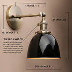 lampe murale industrielle blanc noir rouge vert twist switch mat opacité 17cm 21cm