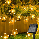 guirlande lumineuse solaire fleurs blanc doré 5m 20leds 7m 50leds moderne