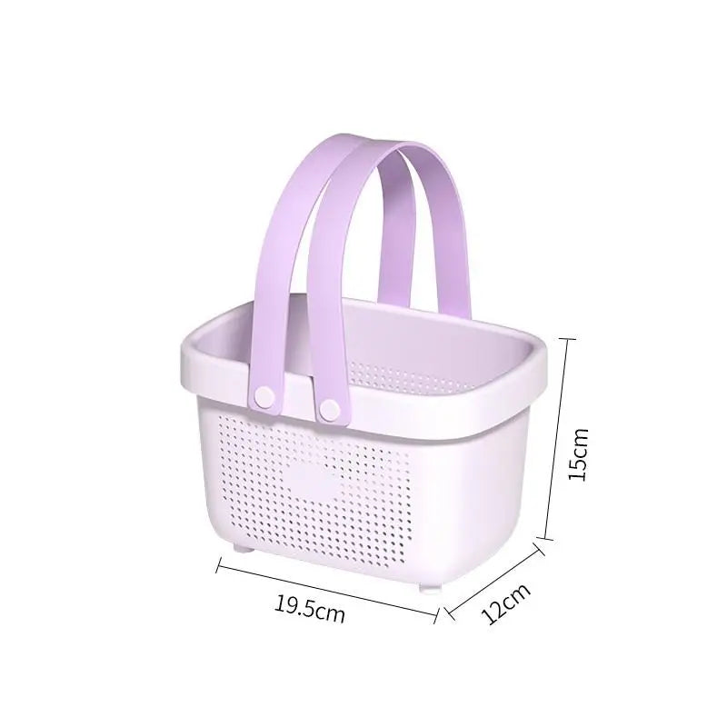 panier rangement perforé anses larges serviettes cosmétiques moderne rose violet grisclair