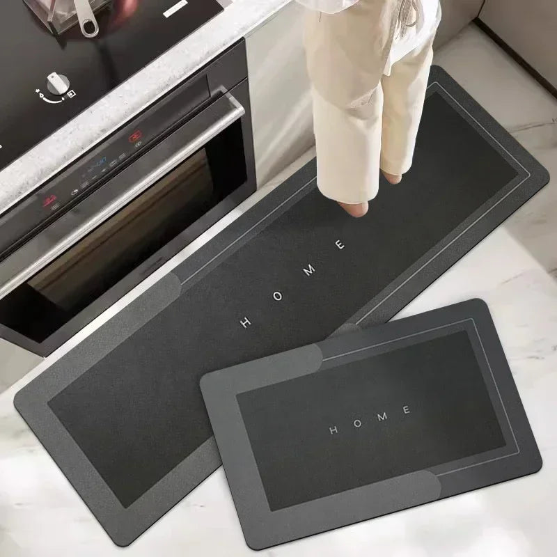 Tapis de diatomite noir absorbant dans une entrée moderne