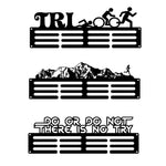 porte médailles rangement mural sportif découpes laser montagnes coureurs noir horizontal multiusage salon