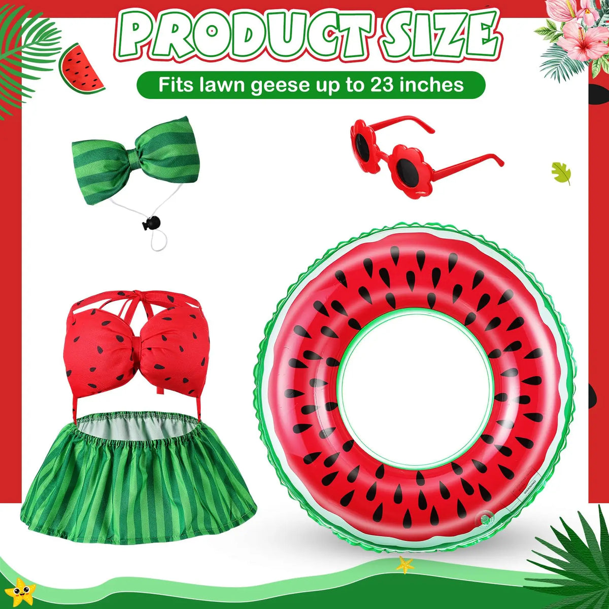 bouée piscine pastelle bikini chapeau nœud papillon été rouge vert blanc