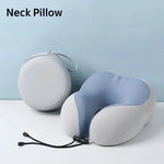 coussin cou gris bleu clair texture douce ergonomique amovible lavable étui cordon serrage