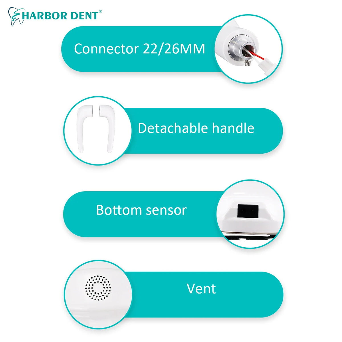 lampe dentaire led blanc moderne tringle handle switch vent sensor connecteur 22mm 26mm