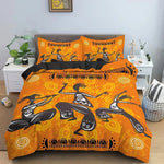 Set literie orange motifs ethniques avec taies d'oreiller