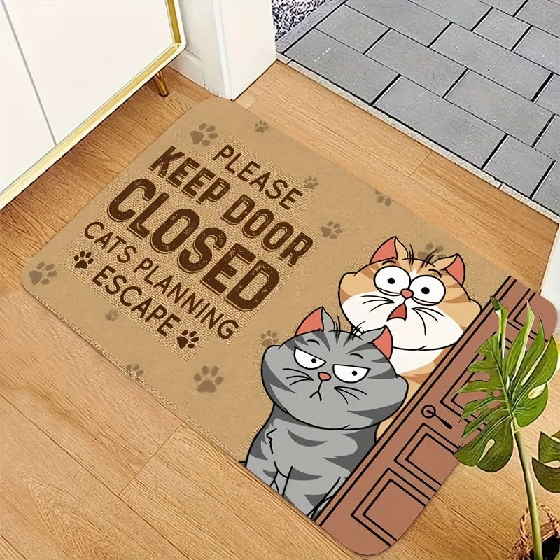 tapis d'entrée dessin animé chats motifs pattes cartoon moderne résistant décoloration adhésif sol porte