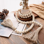 bracelet boho chic bois blanc franges coton beige