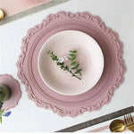 placemat classique ornements floraux bordure dentelée silicone gris vert rouge bleuclair rose beige blanc