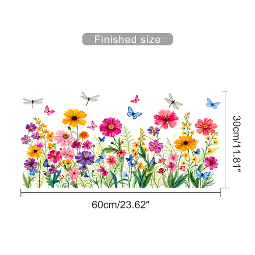 autocollants muraux multicolores floral fleurs papillons décoratifs réutilisables adhésifs maison cuisine chambre salon