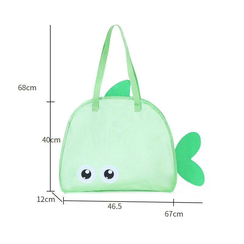 sac plage réutilisable orange vert bleu poisson transparent poissons pelle jouets voyage tridimensionnel
