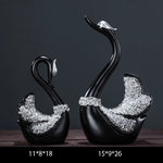 statues cygnes décoratives résine noir or argent modernes élégantes maison noël
