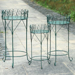présentoirs plantes métal ajouré spirales vert turquoise décoration jardin vintage romantique
