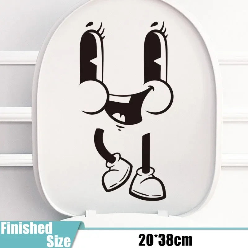 sticker autocollant visage souriant dessin animé noir salle bains décoration murale étanche pvc