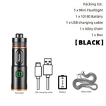 lampe torche rechargeable led noire argent verte compacte éclairage urgence camping voyage porte clés