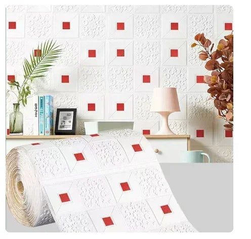 sticker mural adhésif floral or blanc décoration chambre salon résistant l'eau feu 5m 10m