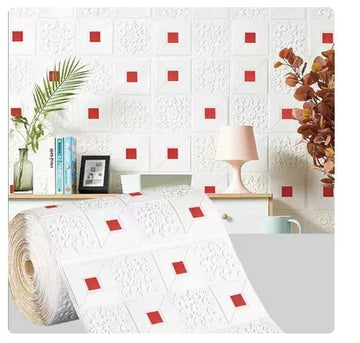 sticker mural adhésif floral or blanc décoration chambre salon résistant l'eau feu 5m 10m