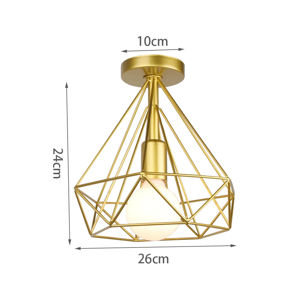 lampe moderne or structure métallique géométrique éclairage quotidien chambre cuisine salle manger entree