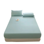 drap housse taies oreiller tissu lisse couleur blanche bleu rose moderne minimaliste élastique queen