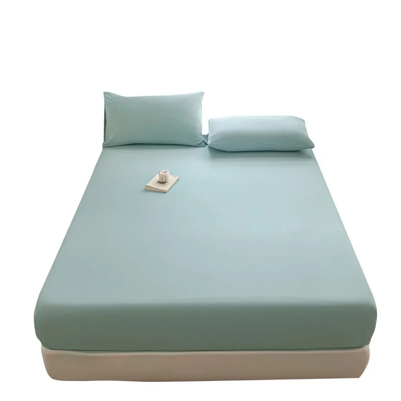 drap housse taies oreiller tissu lisse couleur blanche bleu rose moderne minimaliste élastique queen