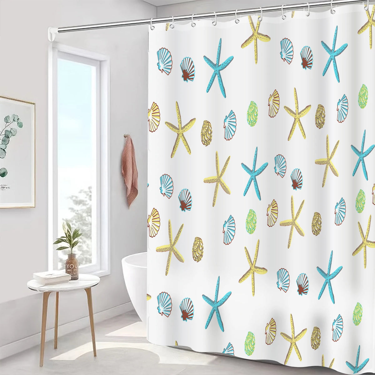 rideau douche moderne transparent aimants gris rose 72x72