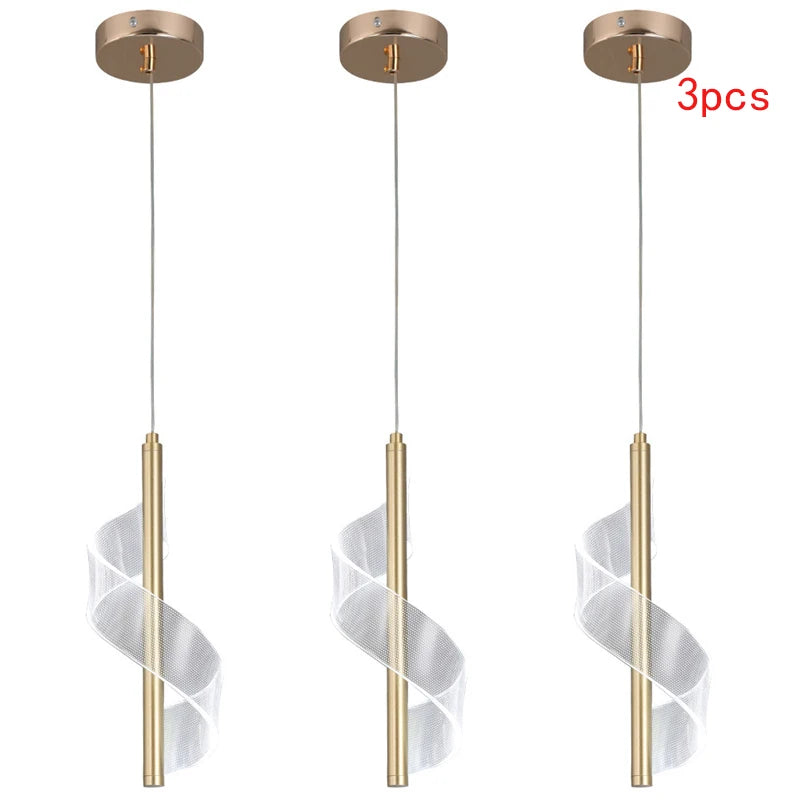 lampe suspendue moderne spirale acrylique translucide noir plaque éclairage chambre restaurant led