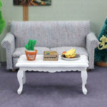 miniature meuble deco maison table basse rouge marron blanc cactus livres bananes figurines