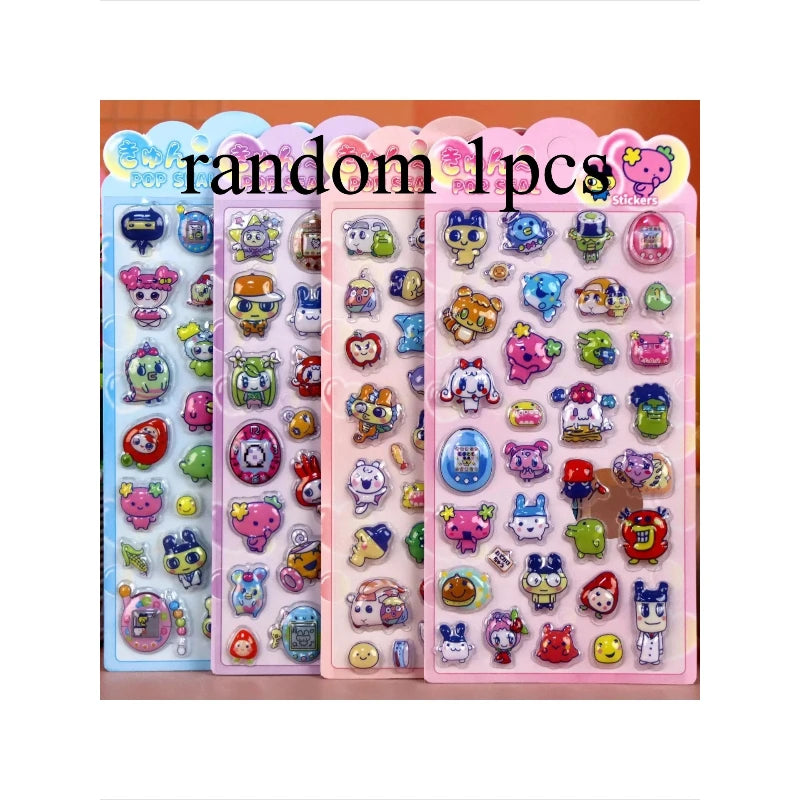 sticker anime rose bleu jaune gris adhésif cartoon mignon décoration téléphone portable jouet cadeau