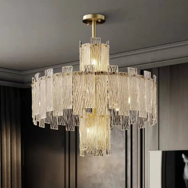 lustre suspension cristal moderne doré strass transparent cuisine salle manger salon