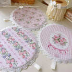 coasters fleur rose géométriques dentelés vintage blanc opalets résistants chaleur