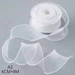 rubans organza transparents classiques adhésifs décoration mariage emballage cadeau noir rouge bleu vert