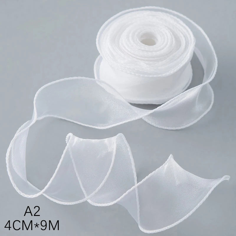 rubans organza transparents classiques adhésifs décoration mariage emballage cadeau noir rouge bleu vert