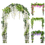 guirlande fleurs artificielles vigne glycine extérieur décoration mariage arches romantique pendantes blanc violet