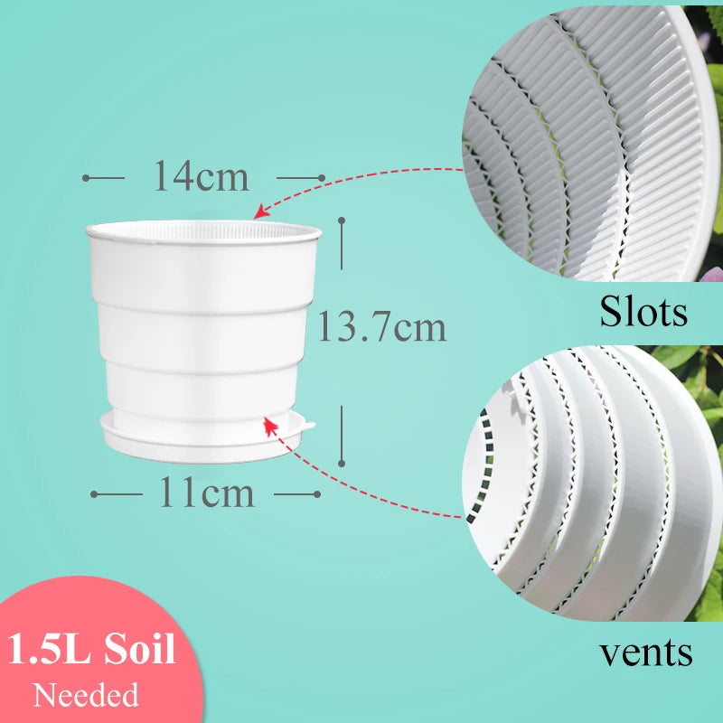 pot fleurs pliable plastique blanc rond trous drainage plantes intérieur extérieur