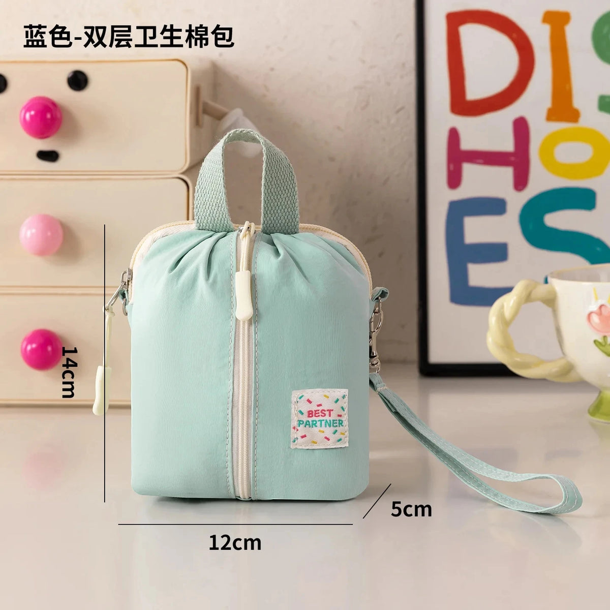 sac rangement réutilisable polyestère blanc jaune bleu rose moderne cosmétiques portatif