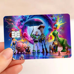 autocollant réfléchissant carte multicolore dessins animés personnages moderne bleu violet rose jaune vert