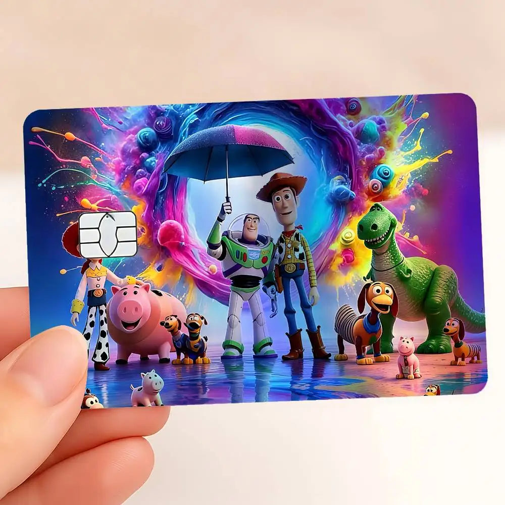 autocollant réfléchissant carte multicolore dessins animés personnages moderne bleu violet rose jaune vert