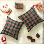 décoration intérieure coussin carreaux écossais vert rouge blanc traditionnels 45x45cm farmhouse